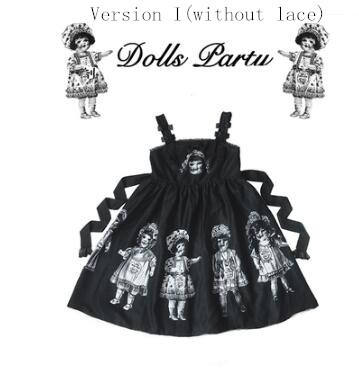 Antique Paper Doll~ Black Lolita JSK Dress -Ready Made