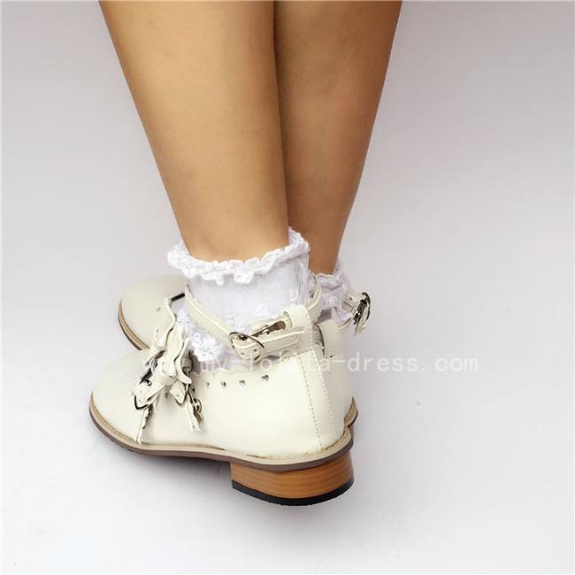 Sweet White Lolita Flats Shoes