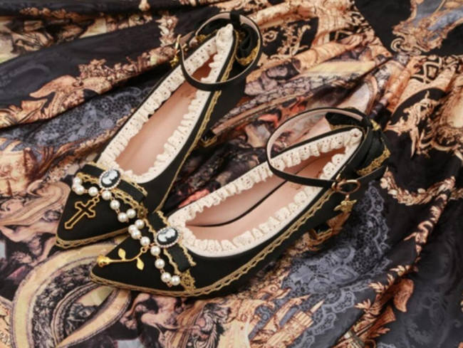 Rose Cross~ Versailles ~ Satin PU Lolita Shoes - Ready Made