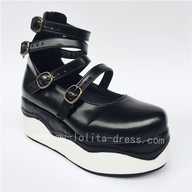 High Platform Matte Coffee Lolita Shoes with White Soles