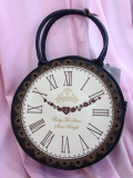Japan Vintage Embroidery Illustration Clock Round 2 Way Bag -OUT
