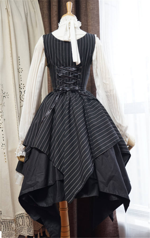 Gothic Stripe Irregular Hemline Lolita Jumper