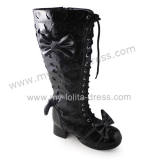 Hearts and Bows Lace Up Knee High Lolita Boots