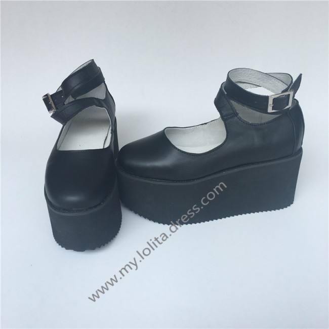 High Platfrom Black Lolita Cowhide Shoes