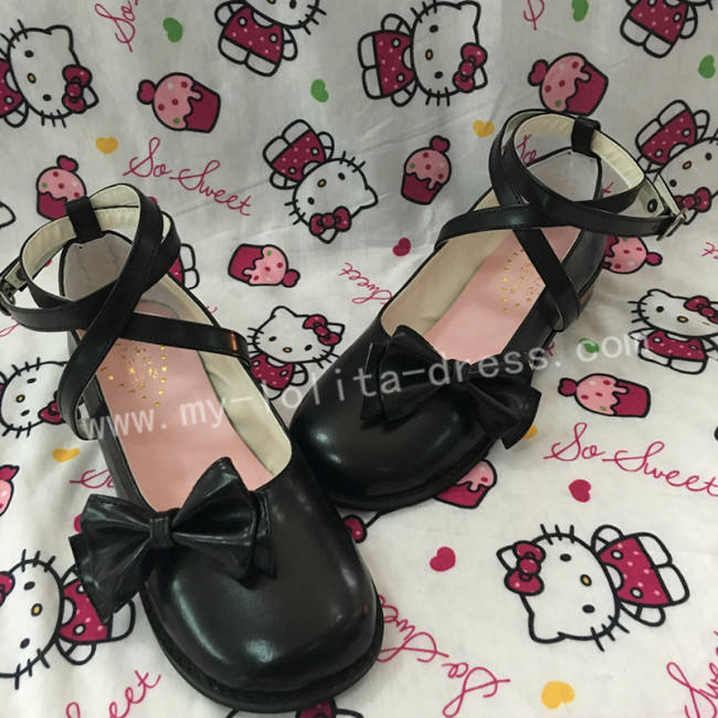 White Shiny Low Heels Lolita Shoes