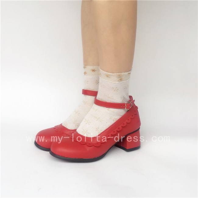 White Floral PU Lolita Shoes