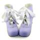 Purple Platform Lolita Shoes White Bow  -Clearance