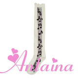 Girls Cotton Musical Notes Stockings 3 Colors Pink In Stock out
