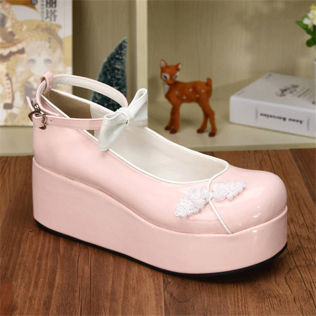 Angelic Imprint- Elegant Bow Embroidery Qi Lolita High Platform Shoes