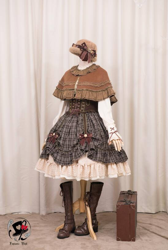 Little Red Riding Hood~ Classic Lolita Fish-bone Skirt + Blouse+Cape-Pre-order Closed