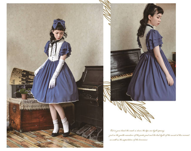 Memory of Floria~ Vintage Lolita OP Short/Long Version-Ready Made