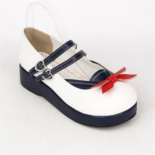 Angelic Imprint- Sweet Sailor Style Double Belts Bow Lolita Shoes