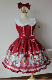 (Replica)Wonder Story Sweet Black/Red Lolita Jumper Dress-OUT