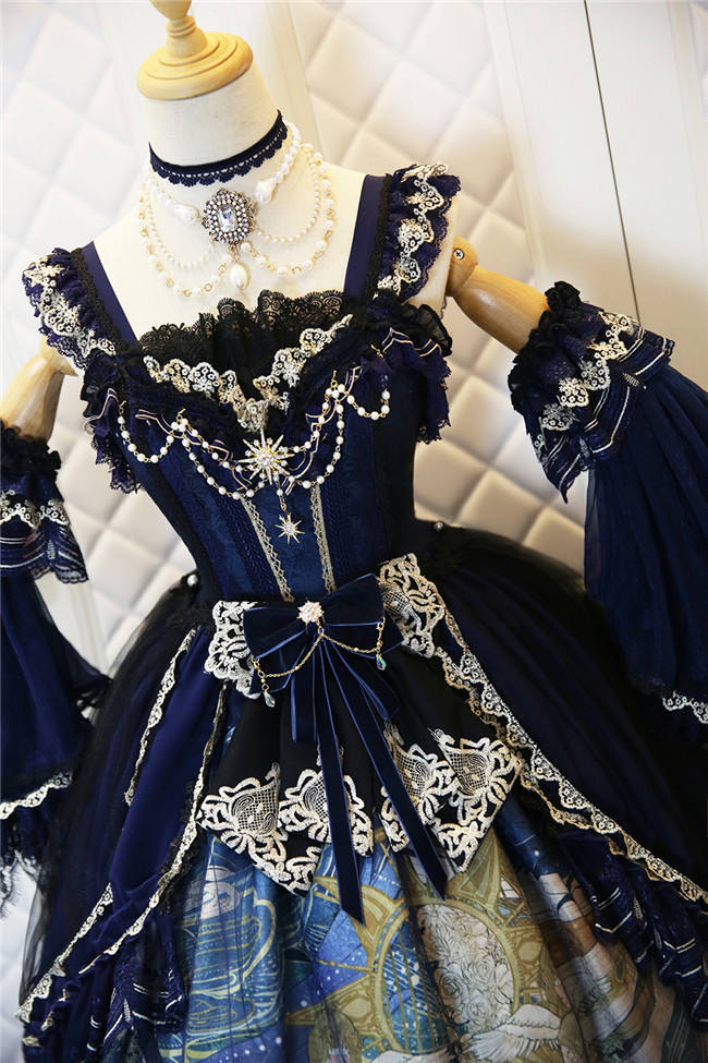 Nine Ode ~Nation of Dawn & Dusk Elegant Normal Waist Lolita JSK - In Stock