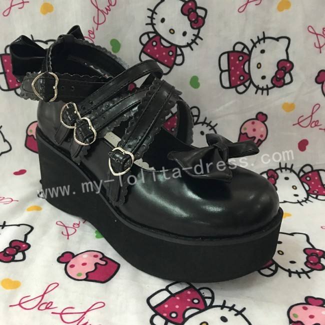 Purple Bow Straps Lolita Platform Shoes