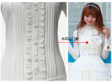 Vingtage Chiffon Long Sleeves Stand Collar Lolita Blouse Beige Size L In Stock