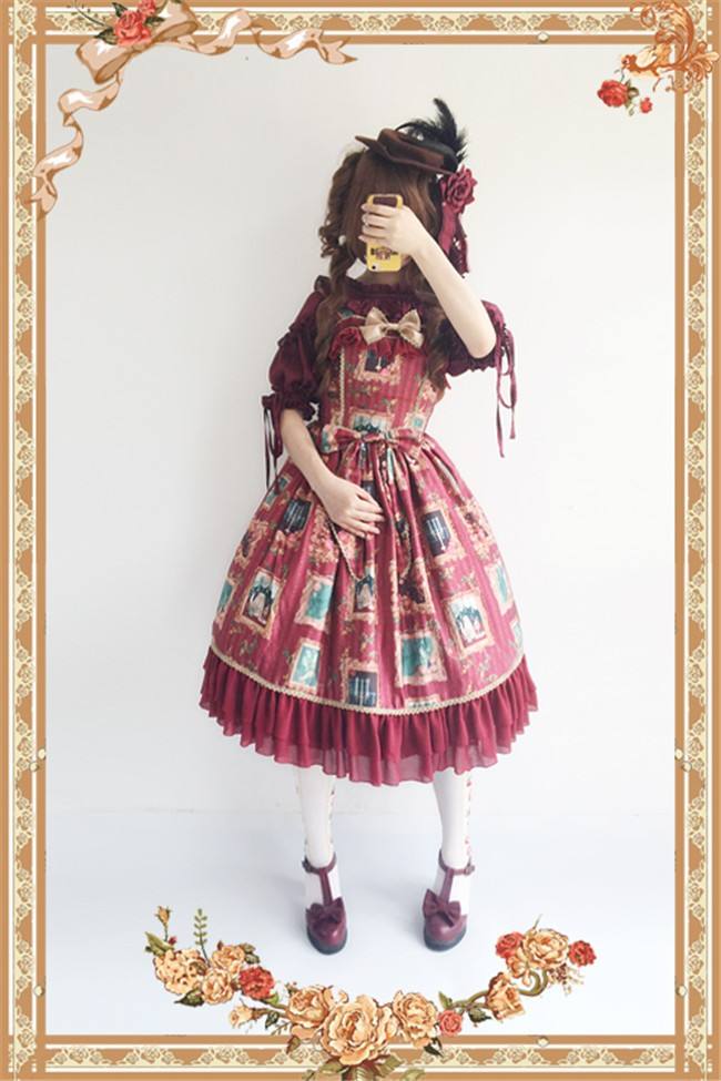 Still Life Picture Frame~ Lolita Printed JSK Dress -out