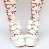 White Cross Straps Bows Lolita Shoes