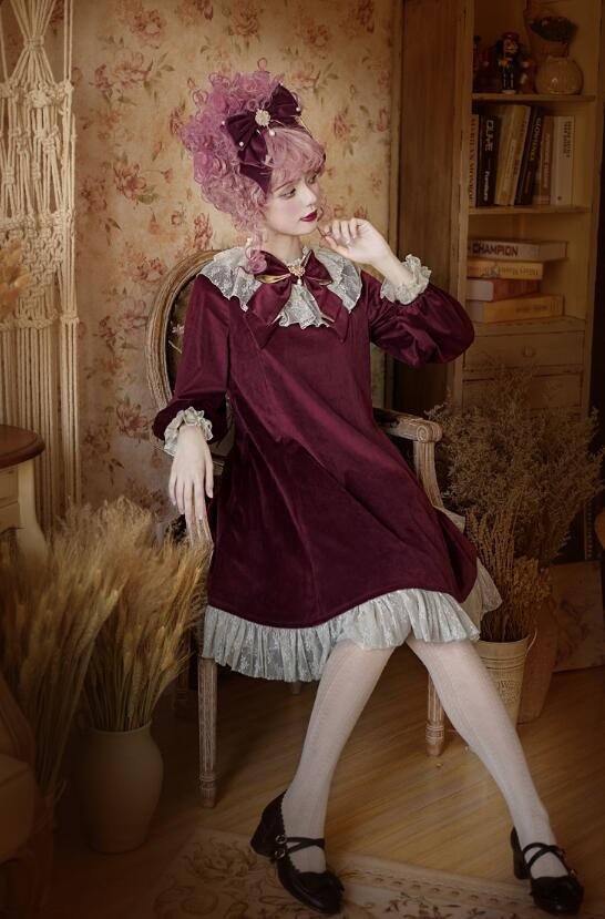 Fleurs Avec Echo&Annabel~ Velvet Lolita OP Dress -OUT