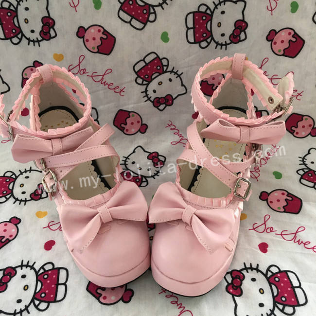 Sweet Pink Square Heel Gokou Ruri Boots