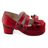 Double Straps Bow Lolita Shoes
