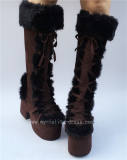Sweet Brown White Lolita Winter Boots O