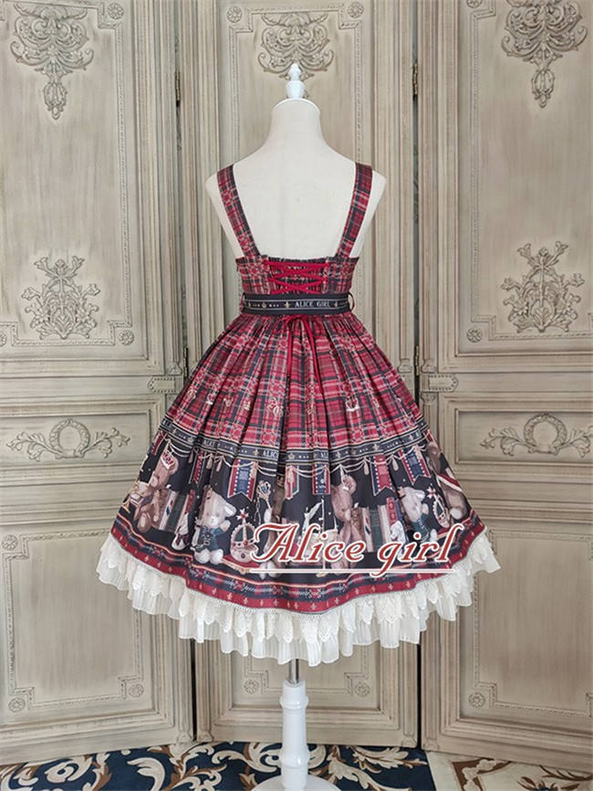 Alice Girl ~Gingham Teddy Lolita JSK -Pre-order