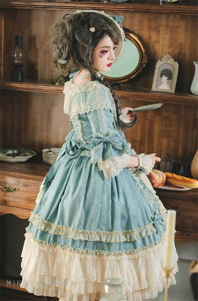 Moira~ Lolita Short Sleeves OP Dress -Sax Size XL In Stock