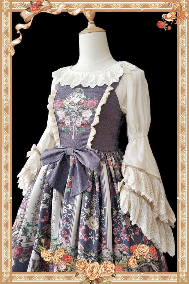 Royal Mural~ Sweet Lolita Printed JSK+Headbow-Ready Made