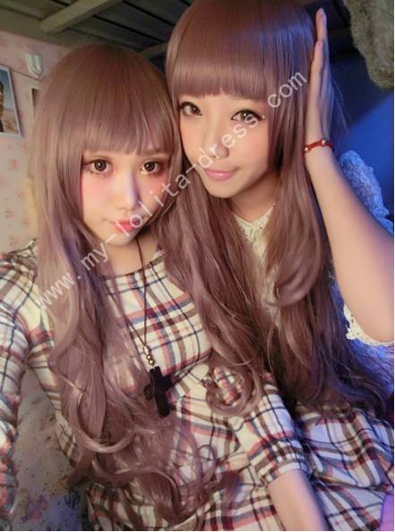 Purple Brown Curls Lolita Wig