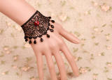 Fabulous Black Lace Floral Lolita Bracelet with Ruby