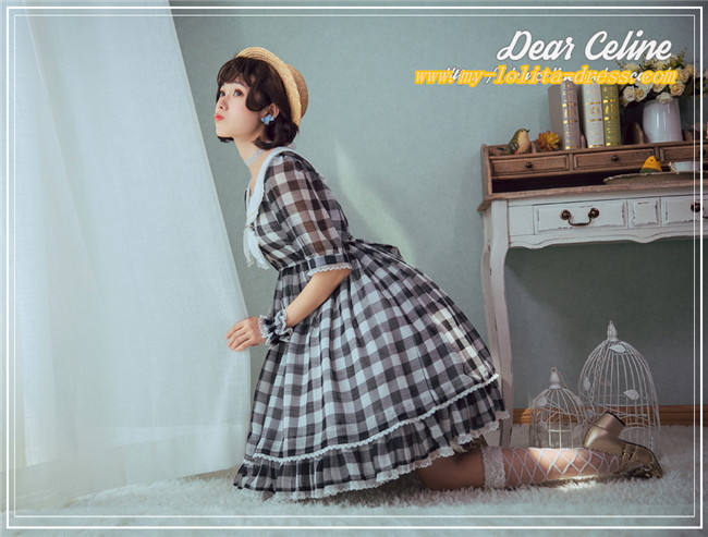 Fruit Sugers In Summer Gingham Lolita OP - Ready MADE