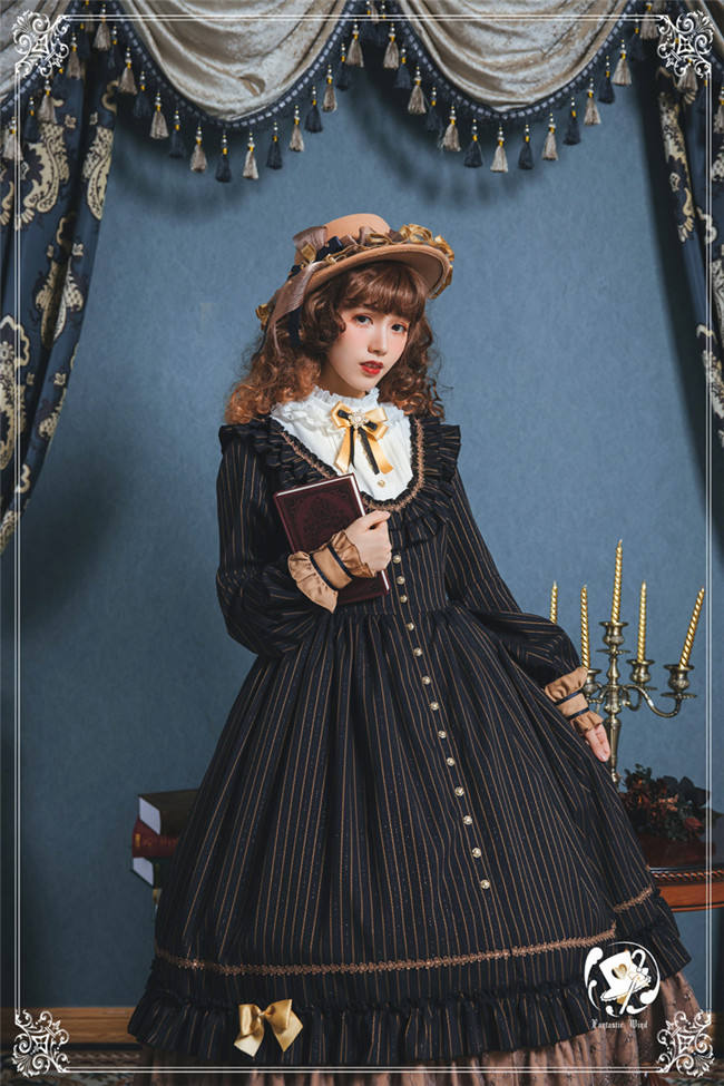 The Florentine Traveller~ College Style Lolita Long Sleeves OP  -Ready Made