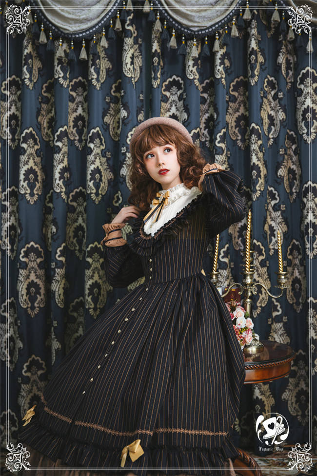 The Florentine Traveller~ College Style Lolita Long Sleeves OP  -Ready Made
