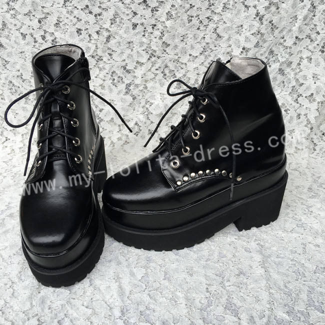 Gothic Matte Black Lolita Heels Shoes