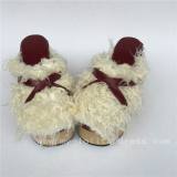Sweet Claret Matte Lolita Sandals with Furs