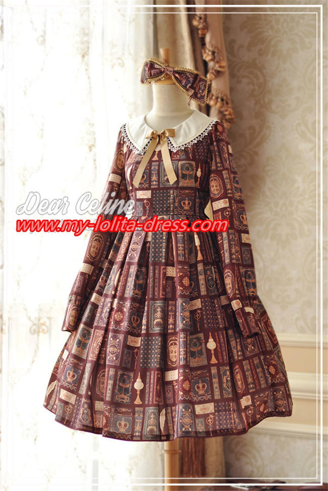 Aisha's Magic Book~ Long Sleeves Lolita OP Dark Green Size M