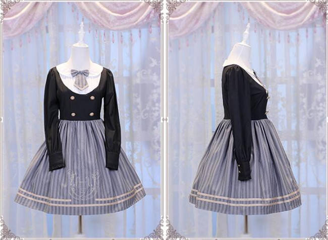 Magic Music School~ College Style Bass Embroidery Lolita OP Dress