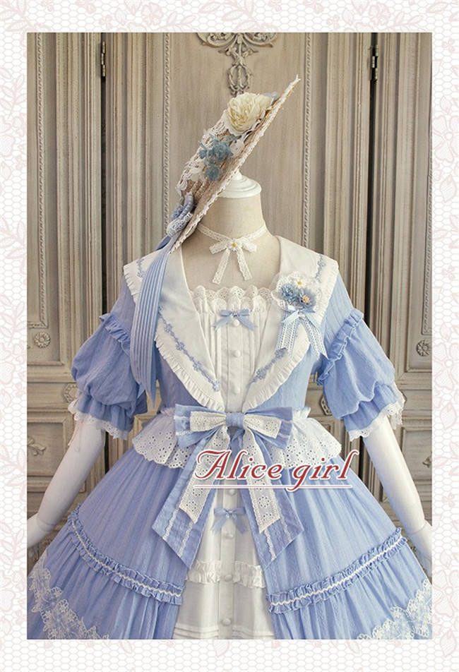 Alice Girl ~Sunflower Classic Lolita Short Sleeves OP - Green Size L - In Stock