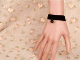 Simple Black Lace Bead Pendant Lolita Bracelet-OUT
