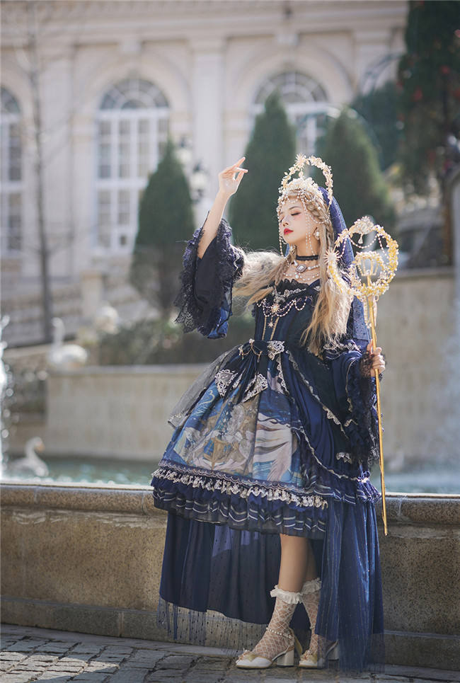 Nine Ode ~Nation of Dawn & Dusk Elegant Normal Waist Lolita JSK - In Stock