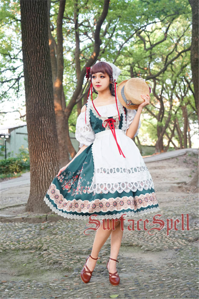 Surface spell ~AlpenRose~ Gothic Ethnic Lolita Puff Sleeves Blouse