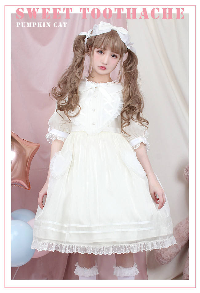 Pumpkin Cat Lolita ~Sweet Toothache~ Lolita OP -Ready made