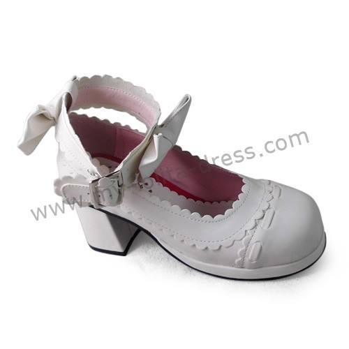 Antaina Matte White Bows Lolita Shoes
