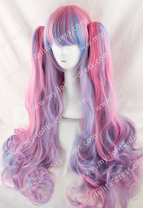 Long Sweet Pink Blue Purple Blended Babydoll Lolita Wig