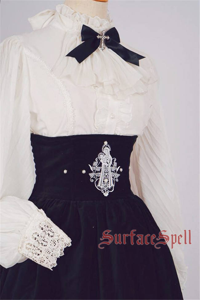The Virtuous Orchid~ Vintage Velveteen Steel Bone Lolita Skirt