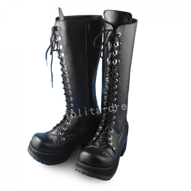 Elegant Black High Shaft Lolita Boots