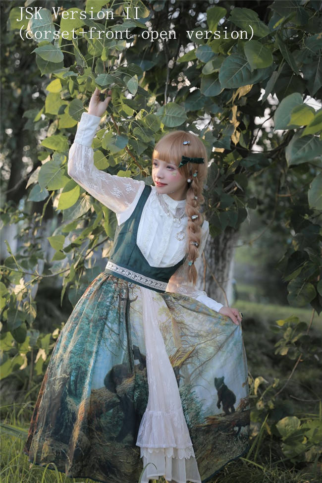 Pine Trees Forest Morning Vintage Lolita Dress-Ready Made