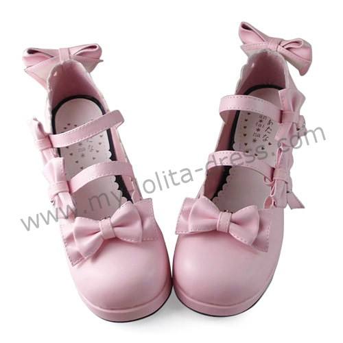 Pink Four Bows Lolita Shoes
