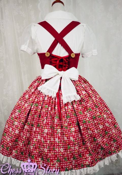 Summer Cherries Strawberry Lolita JSK 3 Colors + Apron